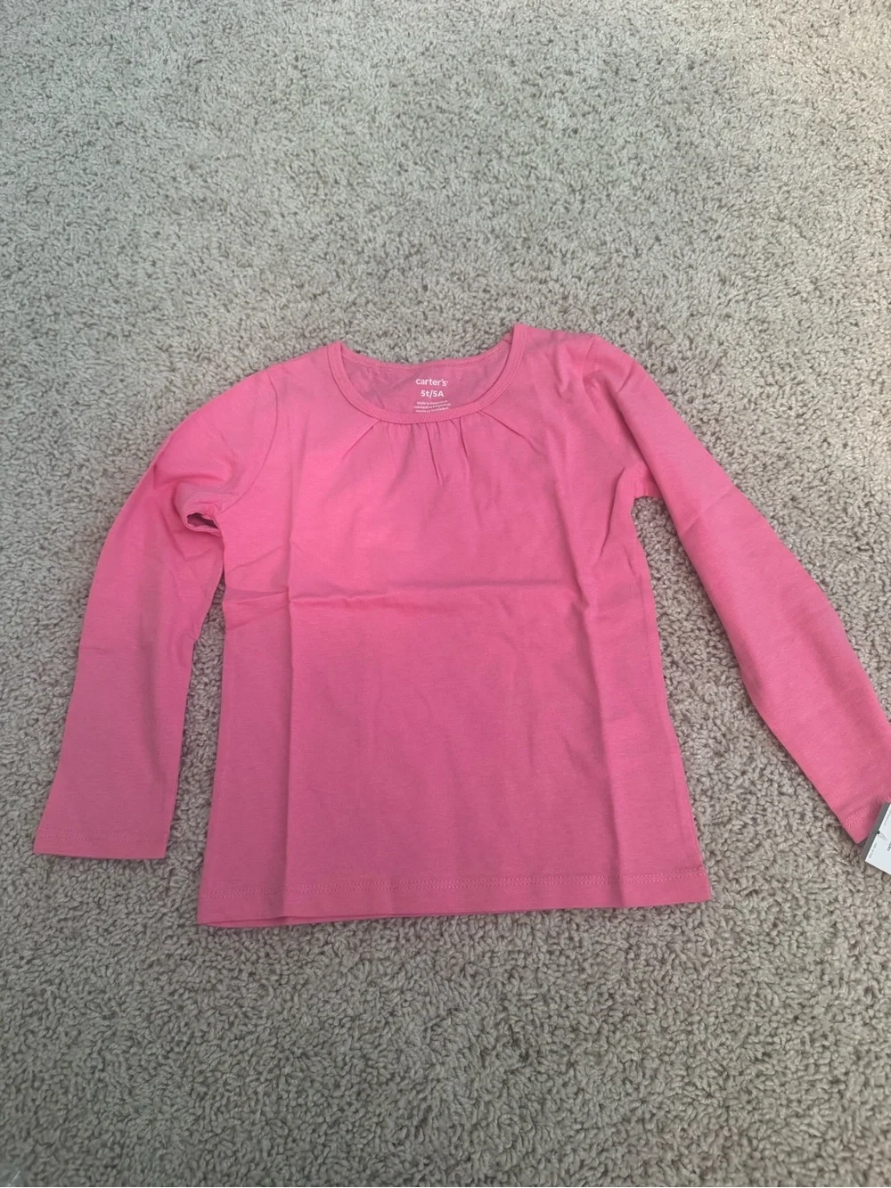 Carter's Bright Pink Long Sleeve Tee with Front Gather